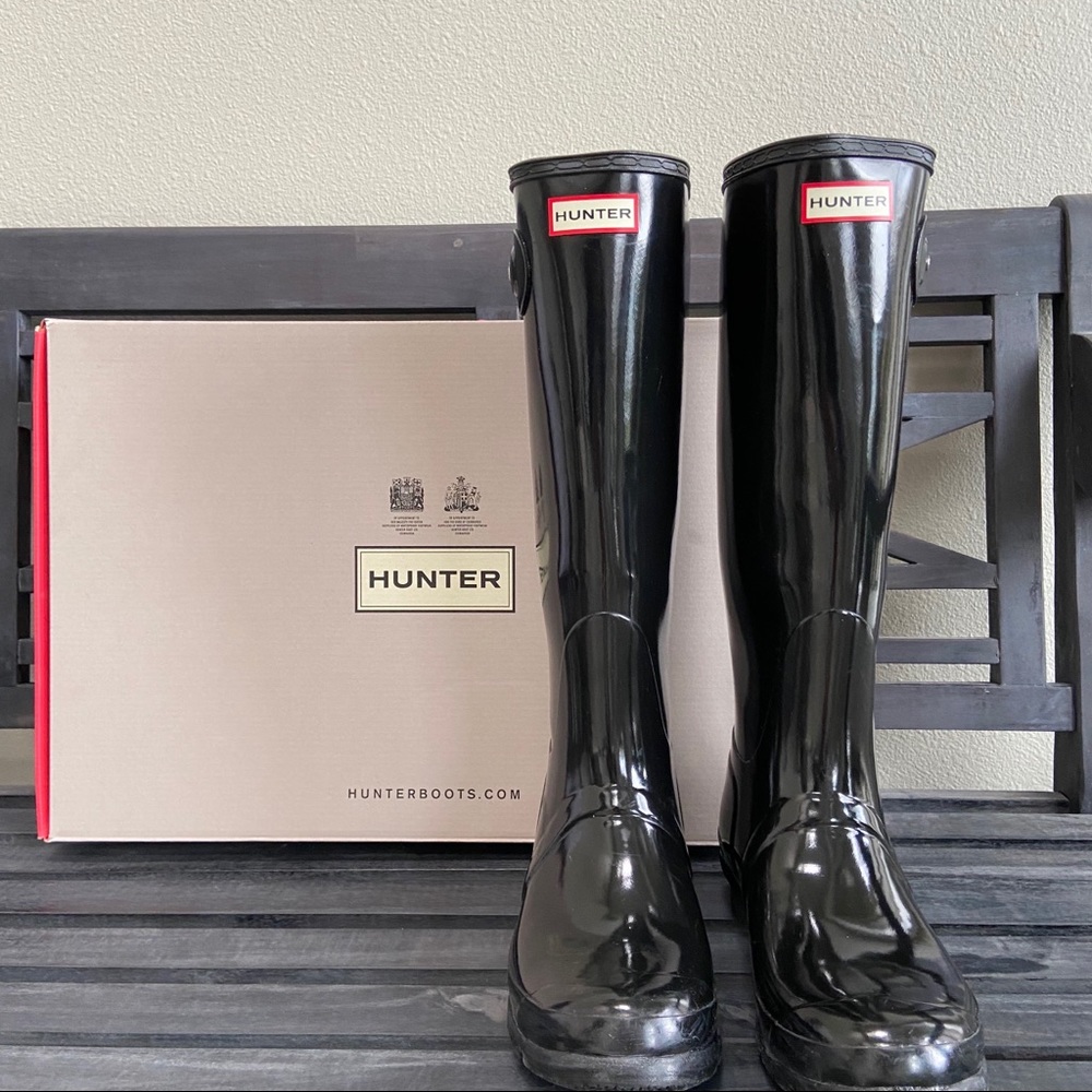 Glossy Black Hunter Boots